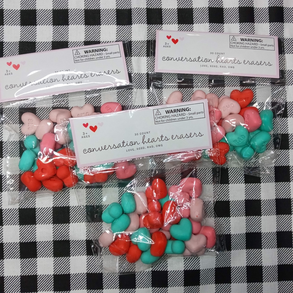 Target Bullseye conversation heart erasers